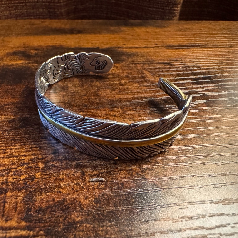 Silver and Gold Feather Bracelet